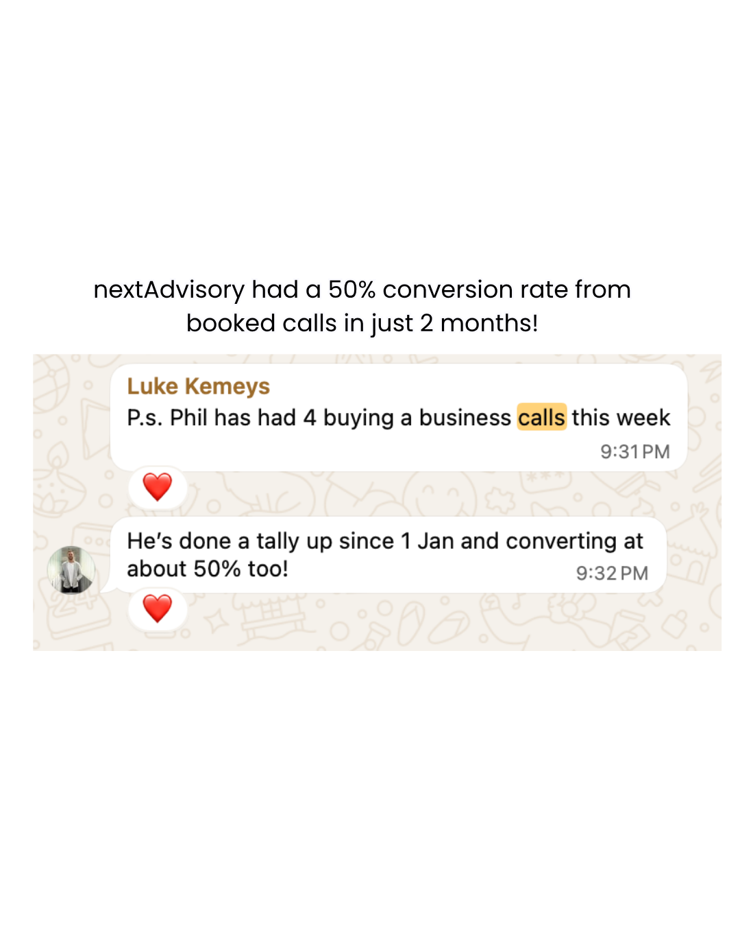 NextAdvisory: 50% conversion on booked calls