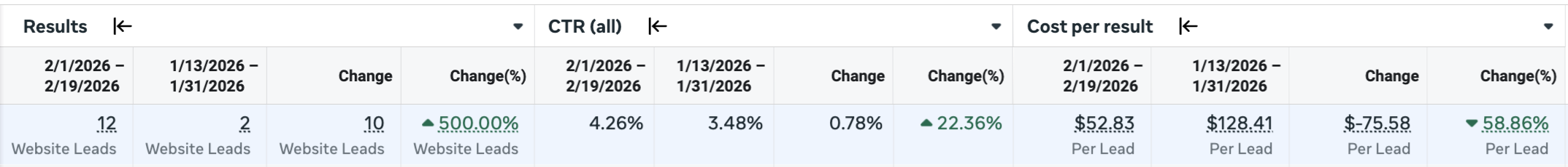 Meta Ads: website leads up 500%